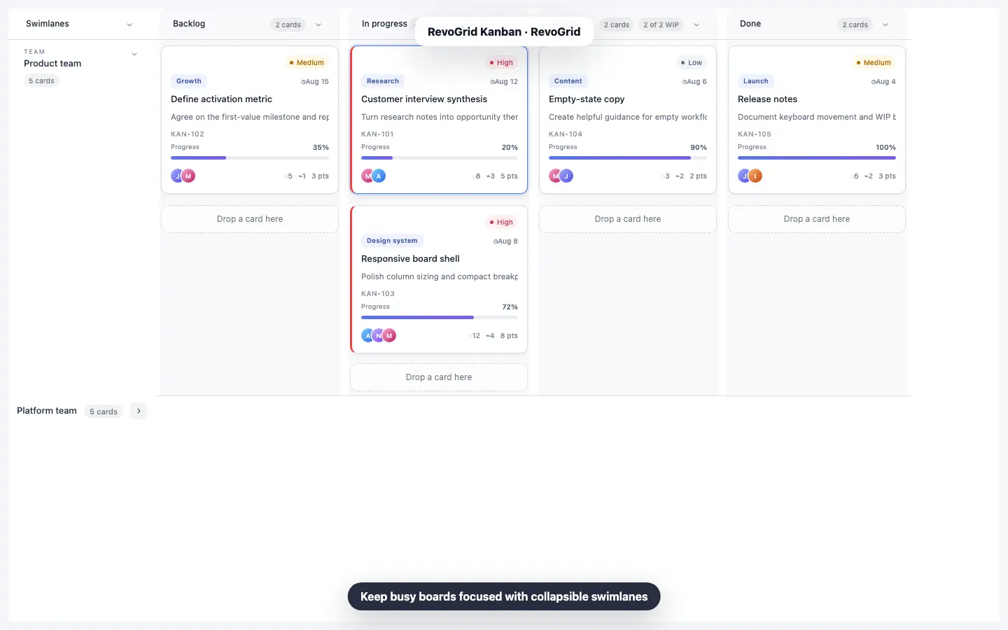 RevoGrid Kanban workflow 3