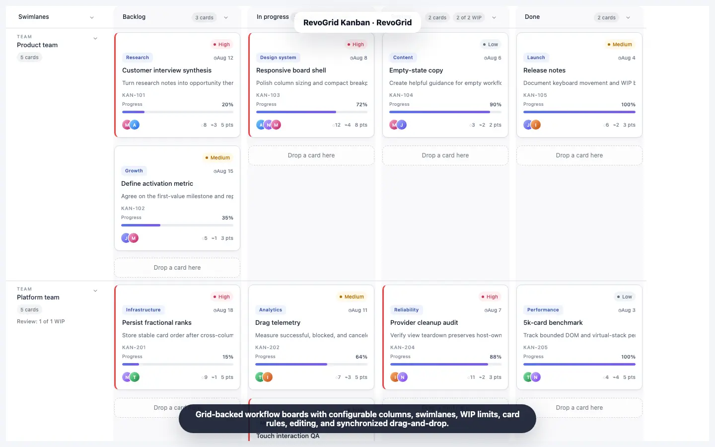 RevoGrid Kanban workflow 1