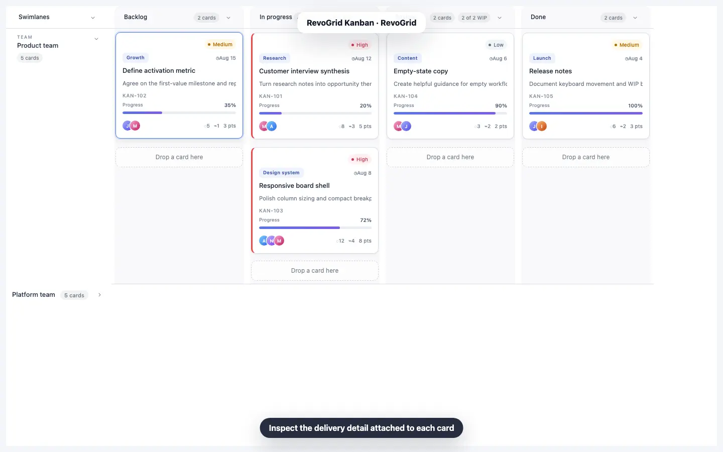 RevoGrid Kanban workflow 4