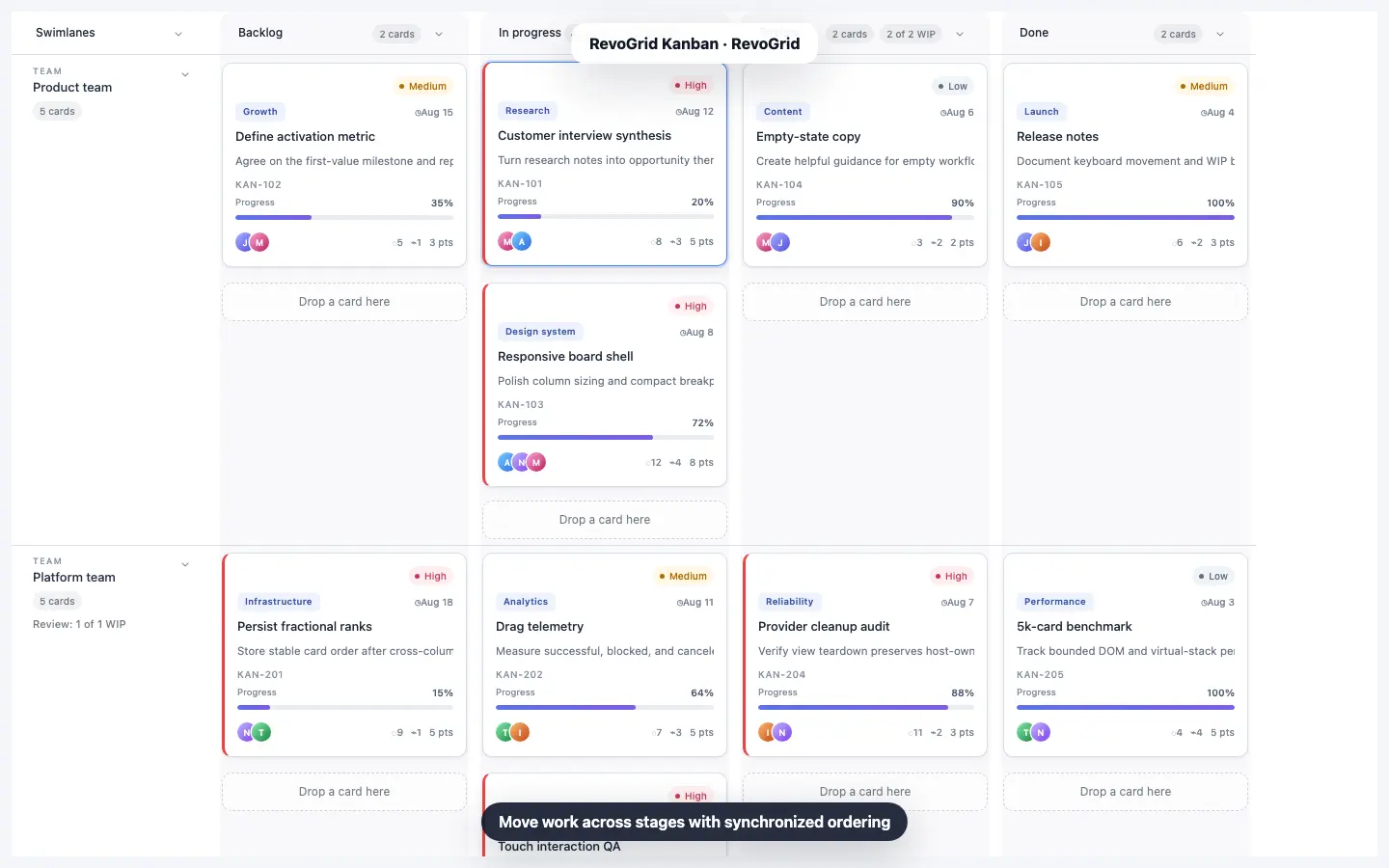 RevoGrid Kanban workflow 2